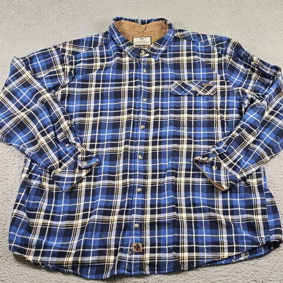 Legendary Whitetails Shirt Mens 3XL Blue Plaid Flannel Button Up Collar - Picture 2 of 12